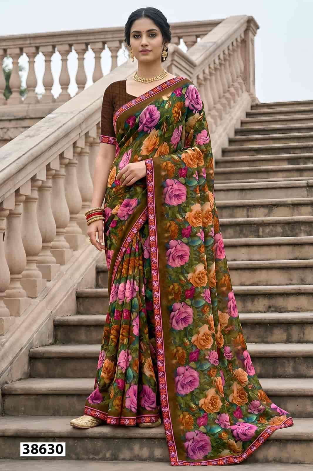 Vallabhi Prints Vardani Vol 12 Weightless Floral Print Saree Collection - Amrah Wholesale