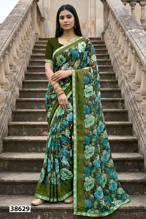 Vallabhi Prints Vardani Vol 12 Weightless Floral Print Saree Collection - Amrah Wholesale