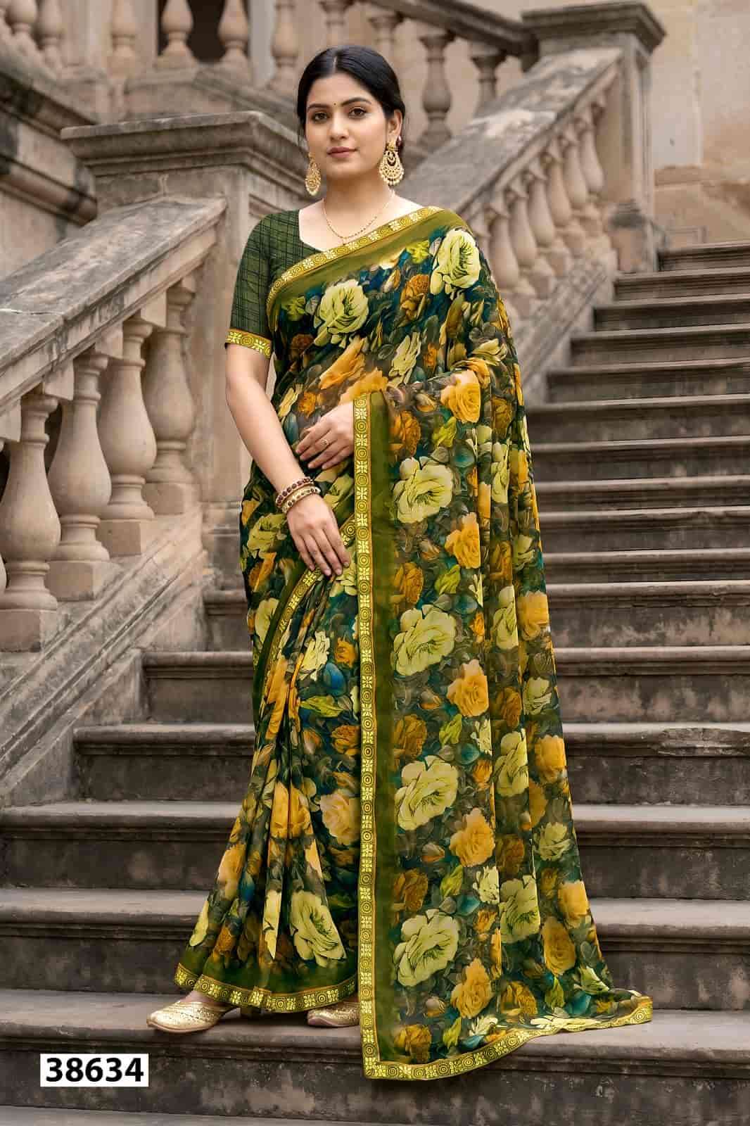 Vallabhi Prints Vardani Vol 12 Weightless Floral Print Saree Collection - Amrah Wholesale
