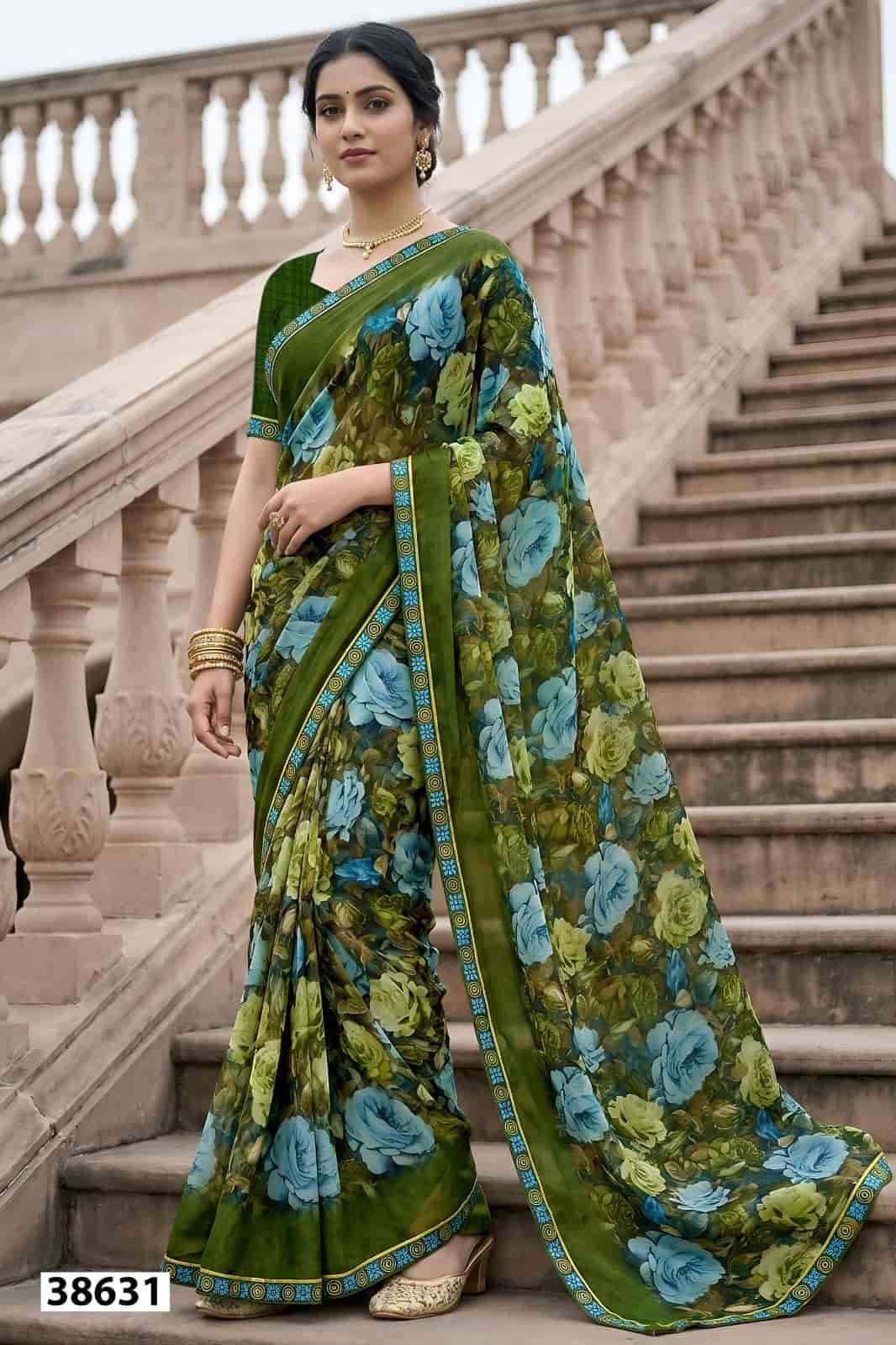 Vallabhi Prints Vardani Vol 12 Weightless Floral Print Saree Collection - Amrah Wholesale