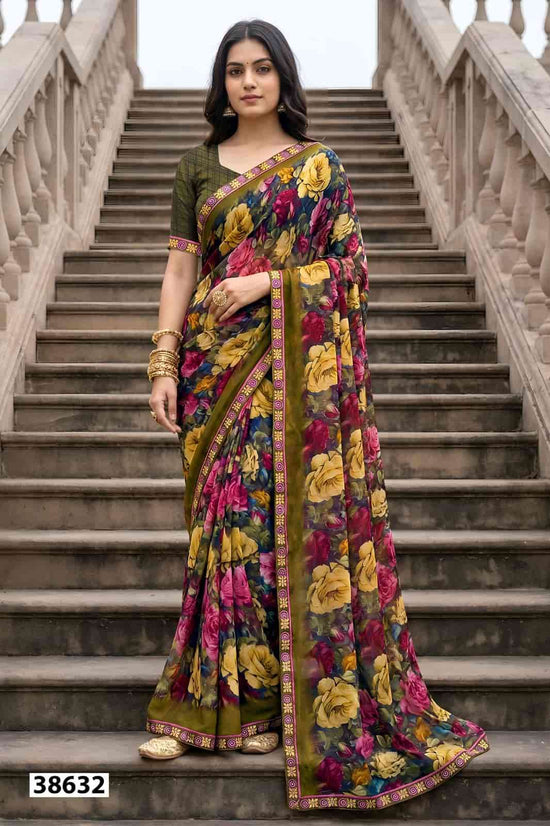 Vallabhi Prints Vardani Vol 12 Weightless Floral Print Saree Collection - Amrah Wholesale
