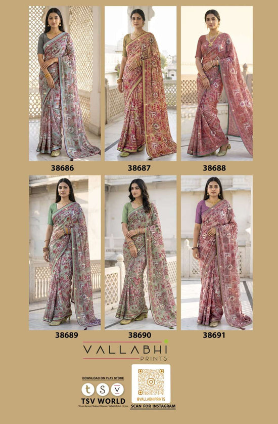 Vallabhi Suhani Vol 2 Weightless Ethnic Print Saree Collection Wholesale - Amrah Wholesale