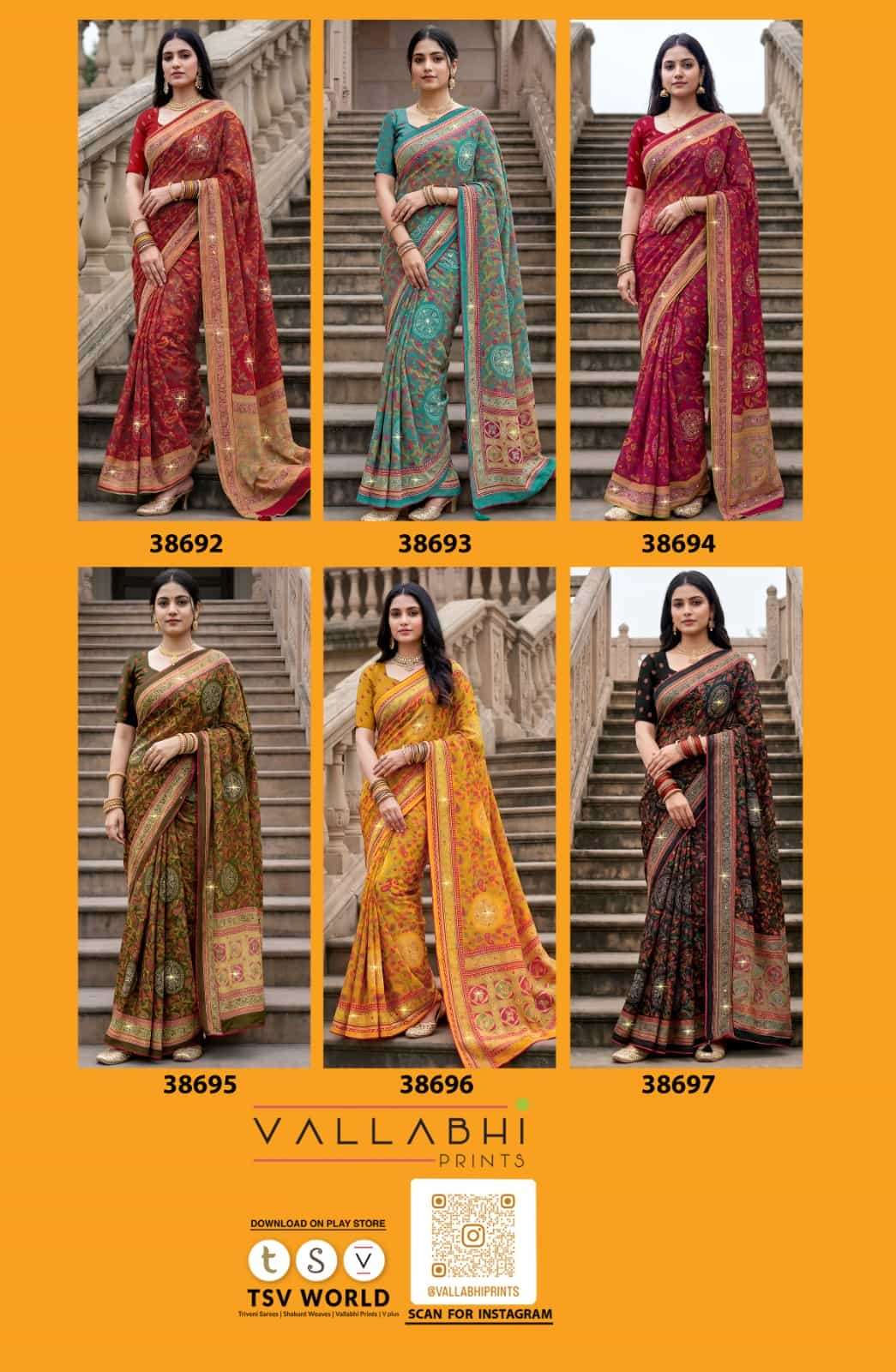 Vallabhi Suhani Weightless Ethnic Print Saree Collection Wholesale - Amrah Wholesale