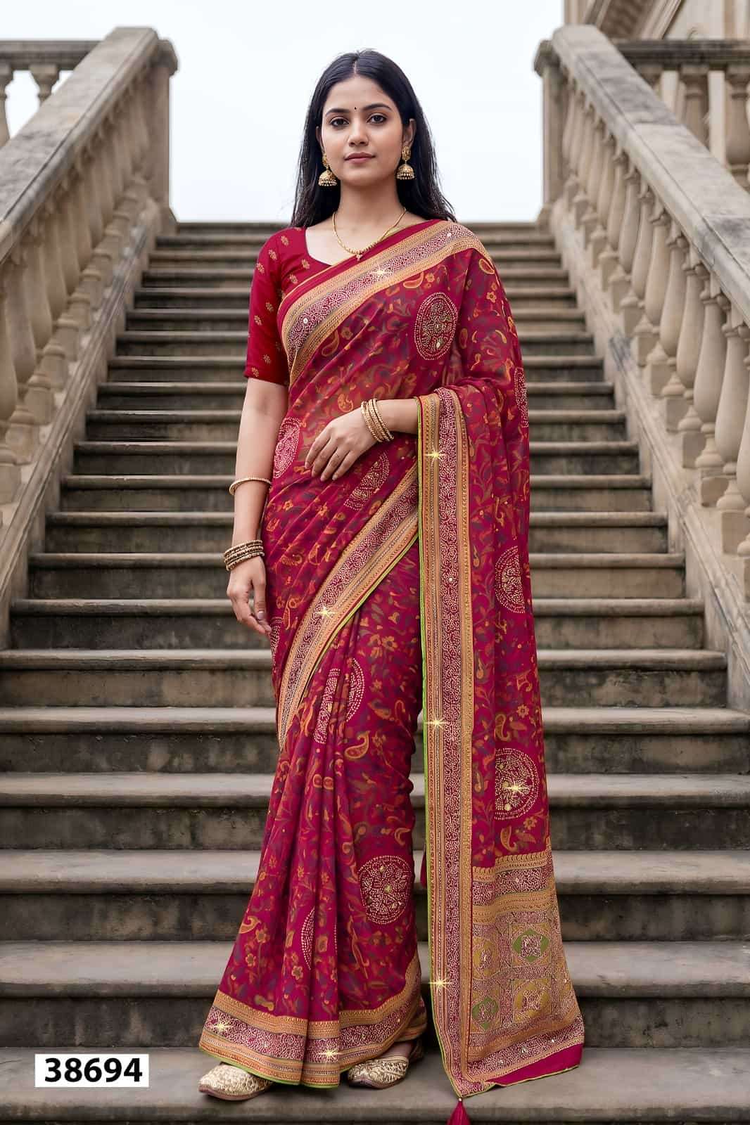 Vallabhi Suhani Weightless Ethnic Print Saree Collection Wholesale - Amrah Wholesale