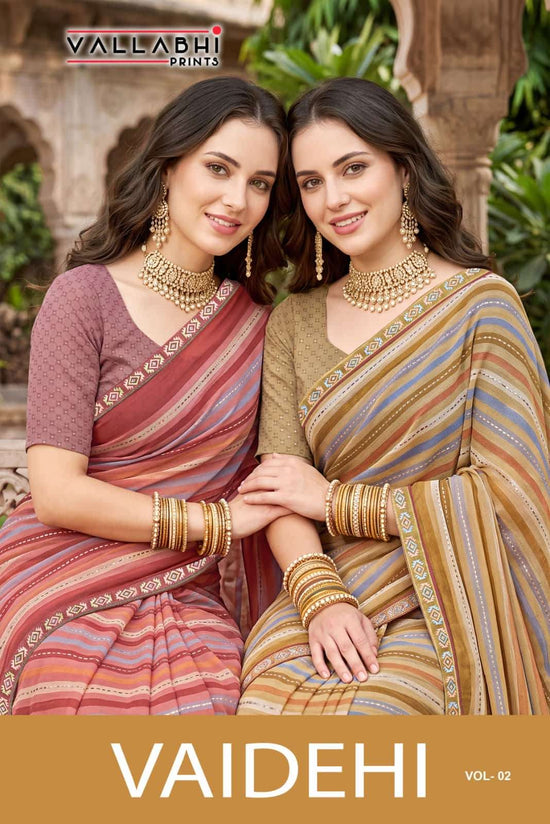 Vallabhi Vaidehi Vol 2 Leheriya Print Saree - Amrah Wholesale