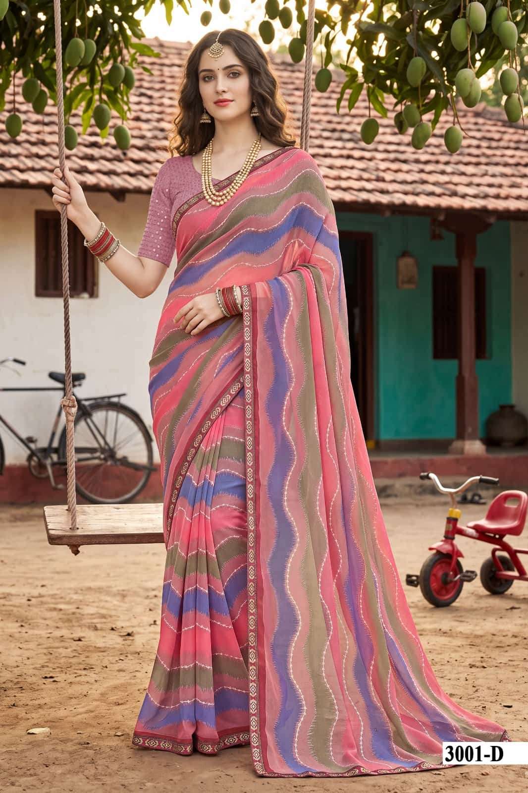 Vallabhi Vaidehi Vol 3 Weightless Leheriya Print Saree - Amrah Wholesale