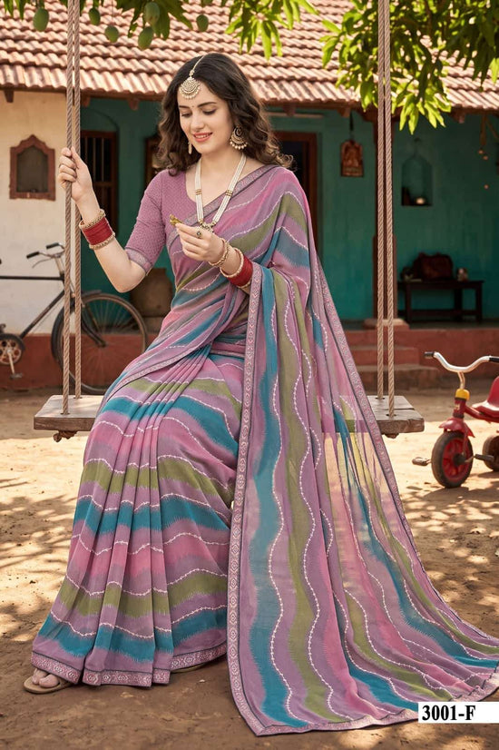 Vallabhi Vaidehi Vol 3 Weightless Leheriya Print Saree - Amrah Wholesale