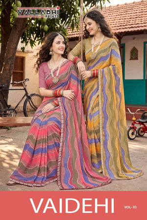 Vallabhi Vaidehi Vol 3 Weightless Leheriya Print Saree