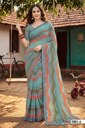 Vallabhi Vaidehi Vol 3 Weightless Leheriya Print Saree