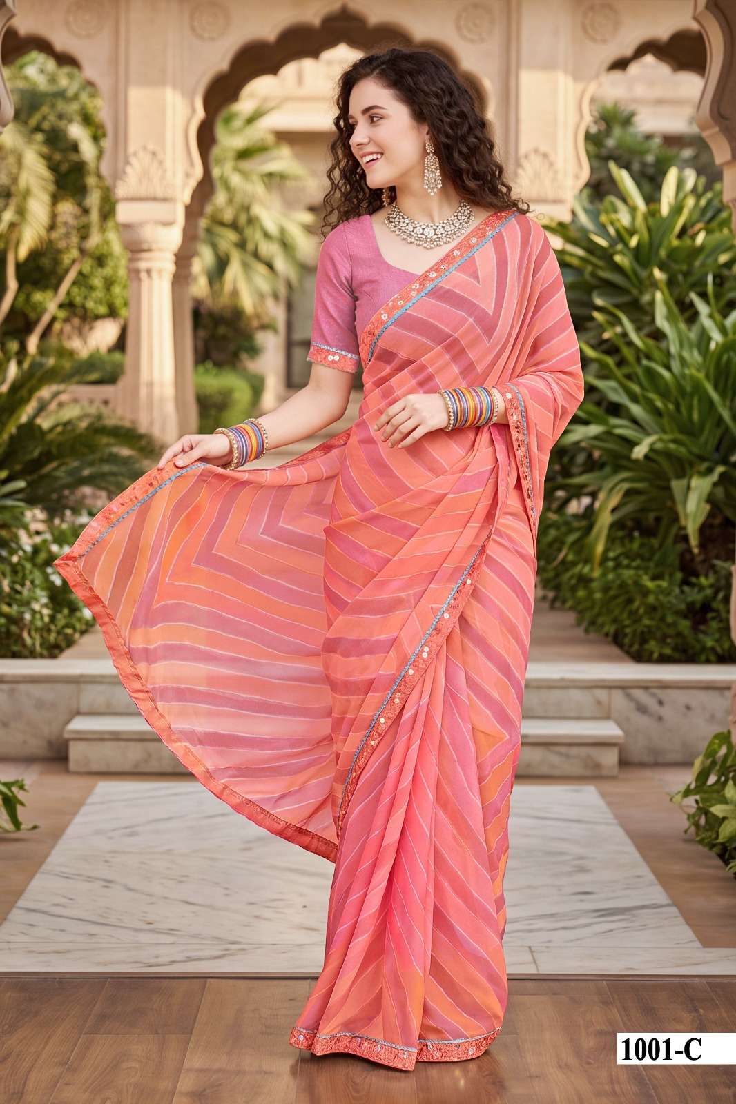 Vallabhi Vaidehi Weightless Leheriya Print Saree