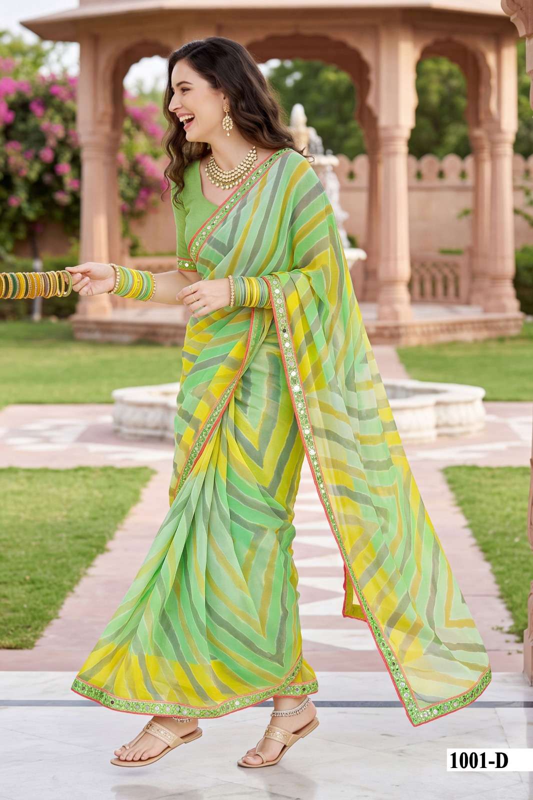 Vallabhi Vaidehi Weightless Leheriya Print Saree