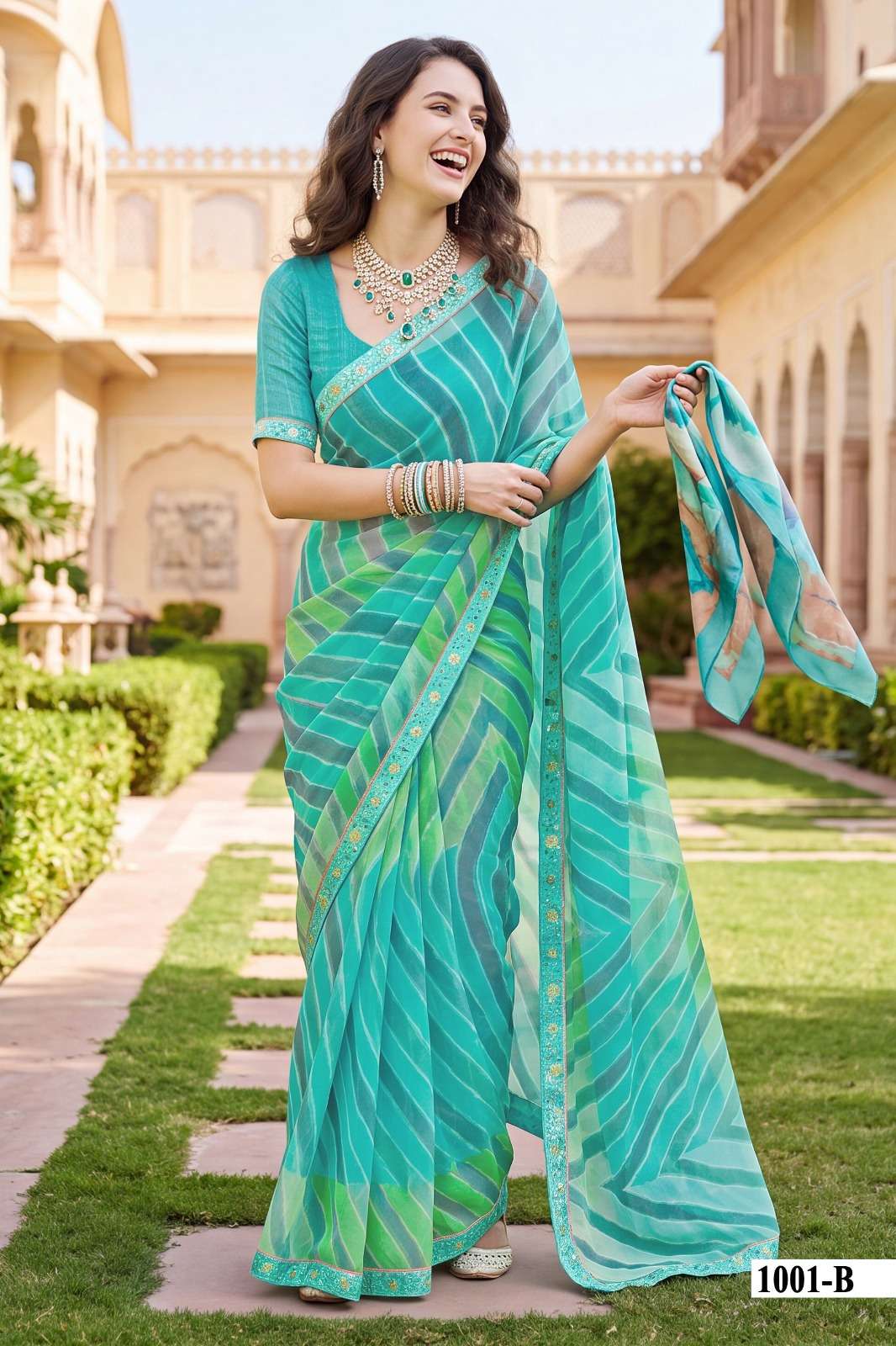 Vallabhi Vaidehi Weightless Leheriya Print Saree