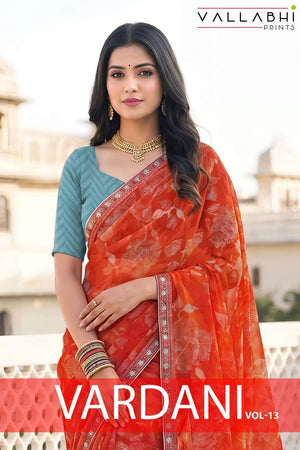 Vallabhi Vardani Vol 13 Weightless Floral Print Saree Collection Wholesale - Amrah Wholesale