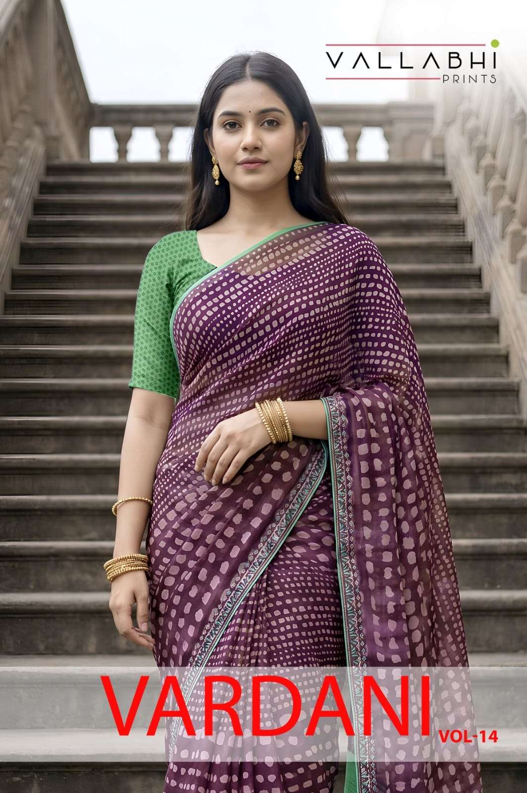 Vallabhi Vardani Vol 14 Weightless Abstract Print Saree Collection Wholesale