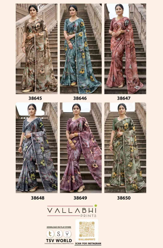 Vallabhi Vardani Vol 17 Weightless Floral Print Saree Collection Wholesale - Amrah Wholesale