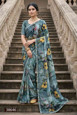 Vallabhi Vardani Vol 17 Weightless Floral Print Saree Collection Wholesale - Amrah Wholesale