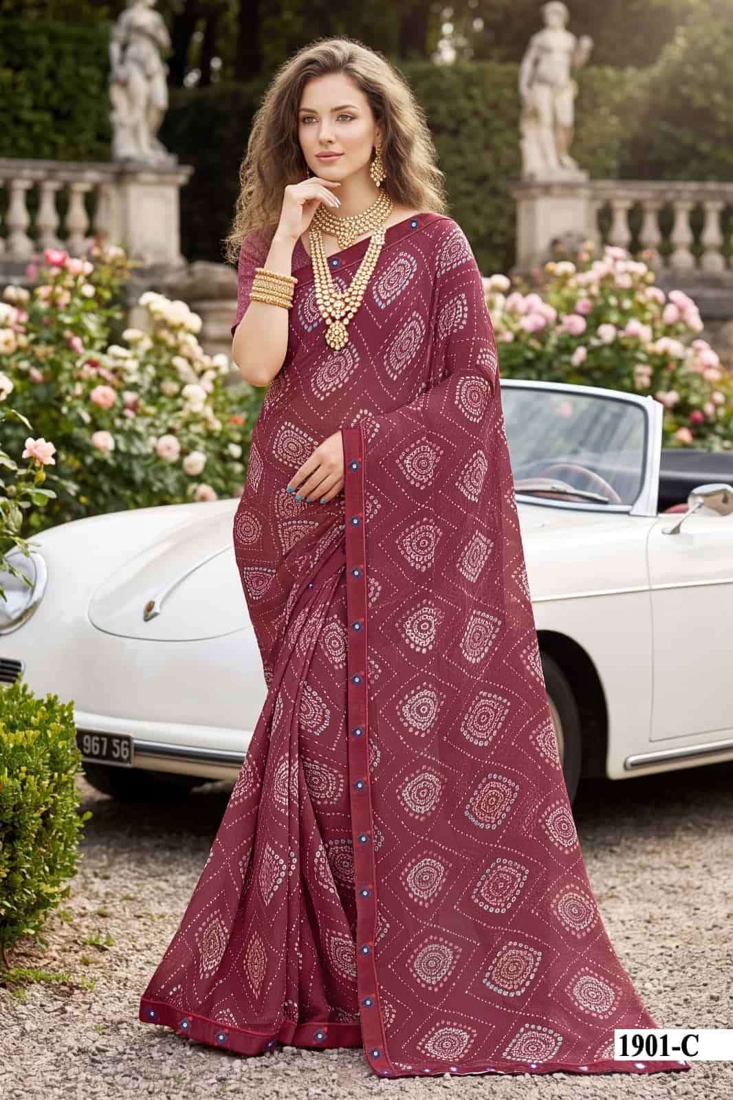 Vallabhi Vardani Vol 19 Weightless Bandhni Print Saree