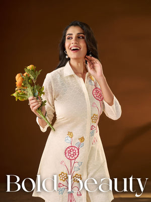 Vamika Bold Beauty Dobby Cotton Embroidered Co Ord Set