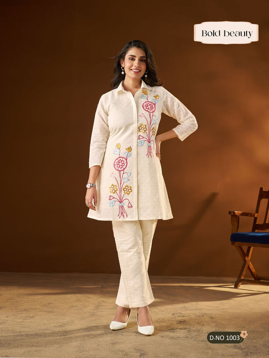 Vamika Bold Beauty Dobby Cotton Embroidered Co Ord Set