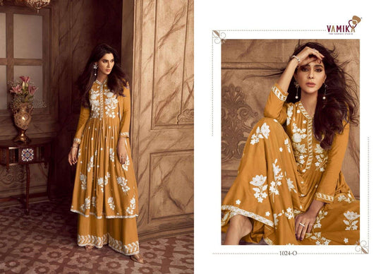 Vamika Fashion Lakhnawi Vol 4 Diamonds Heavy Rayon Palazzo Suit Set - Amrah Wholesale
