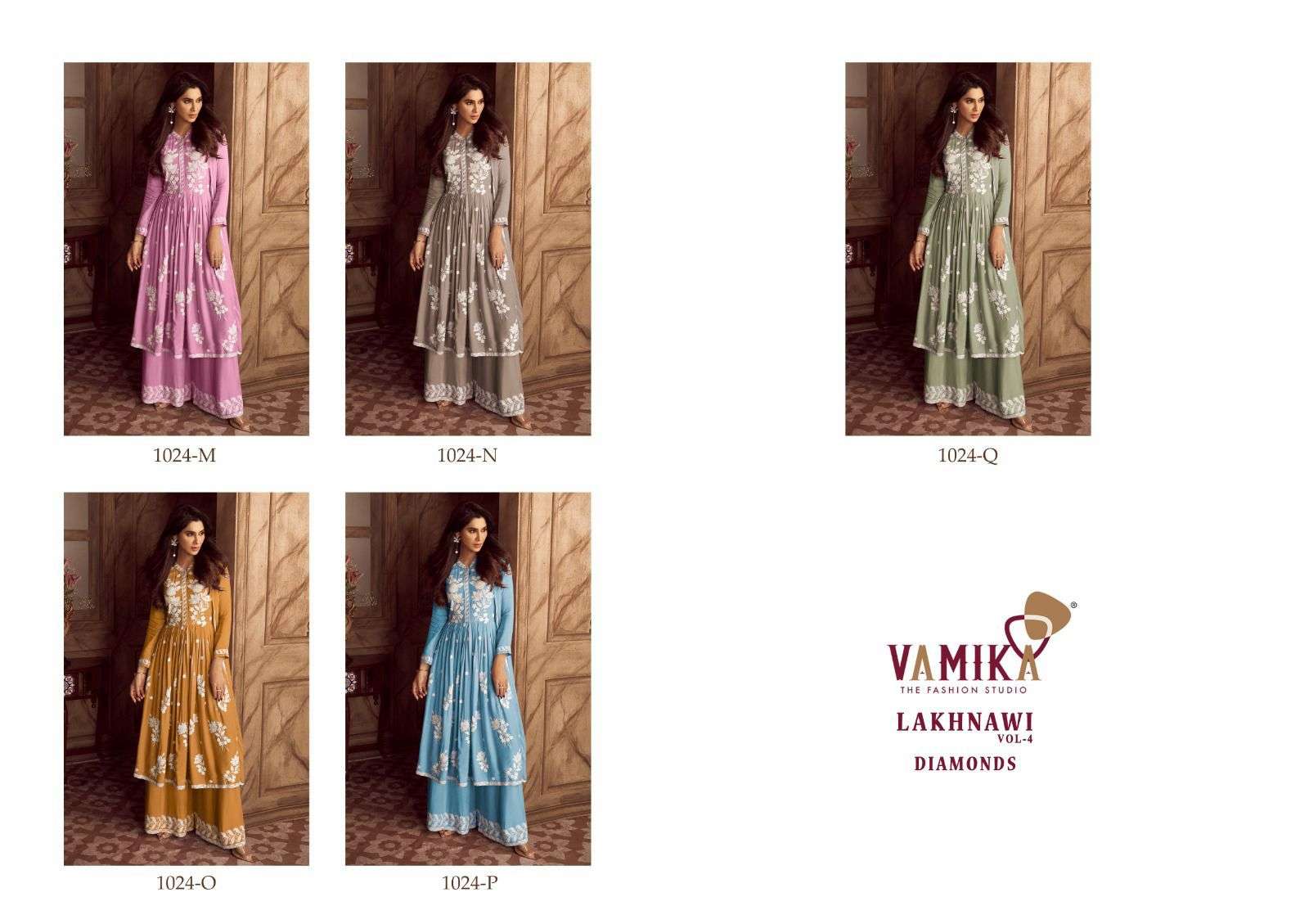 Vamika Fashion Lakhnawi Vol 4 Diamonds Heavy Rayon Palazzo Suit Set