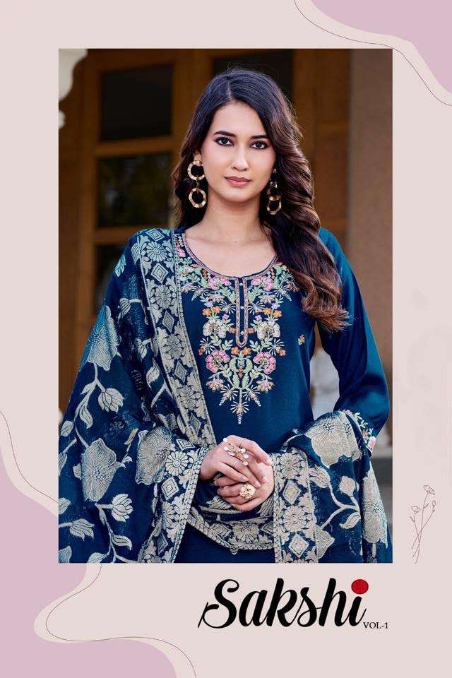 Vamika Fashion Sakshi Vol 1 Heavy Viscose Handwork Kurti Pant Dupatta Set