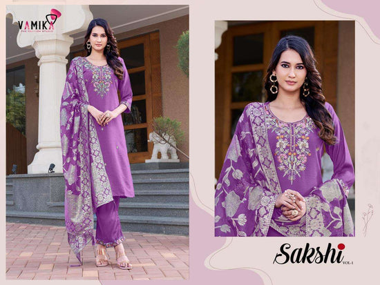 Vamika Fashion Sakshi Vol 1 Heavy Viscose Handwork Kurti Pant Dupatta Set
