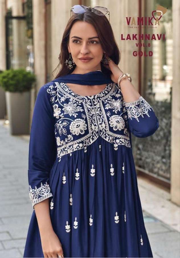 Vamika Lakhnavi Vol 8 Gold - Amrah Wholesale