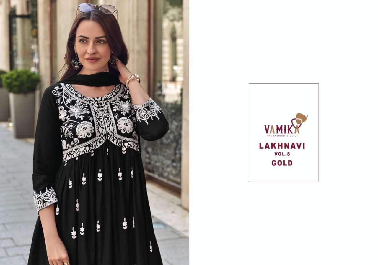 Vamika Lakhnavi Vol 8 Gold - Amrah Wholesale