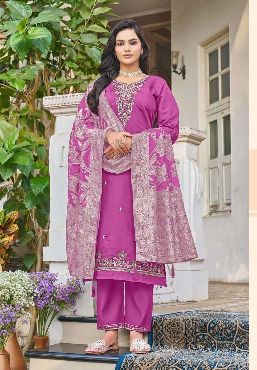 Vamika Padmini Viscose Roman Kurti Pant Dupatta Set - Amrah Wholesale