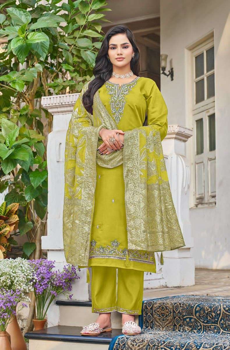 Vamika Padmini Viscose Roman Kurti Pant Dupatta Set - Amrah Wholesale