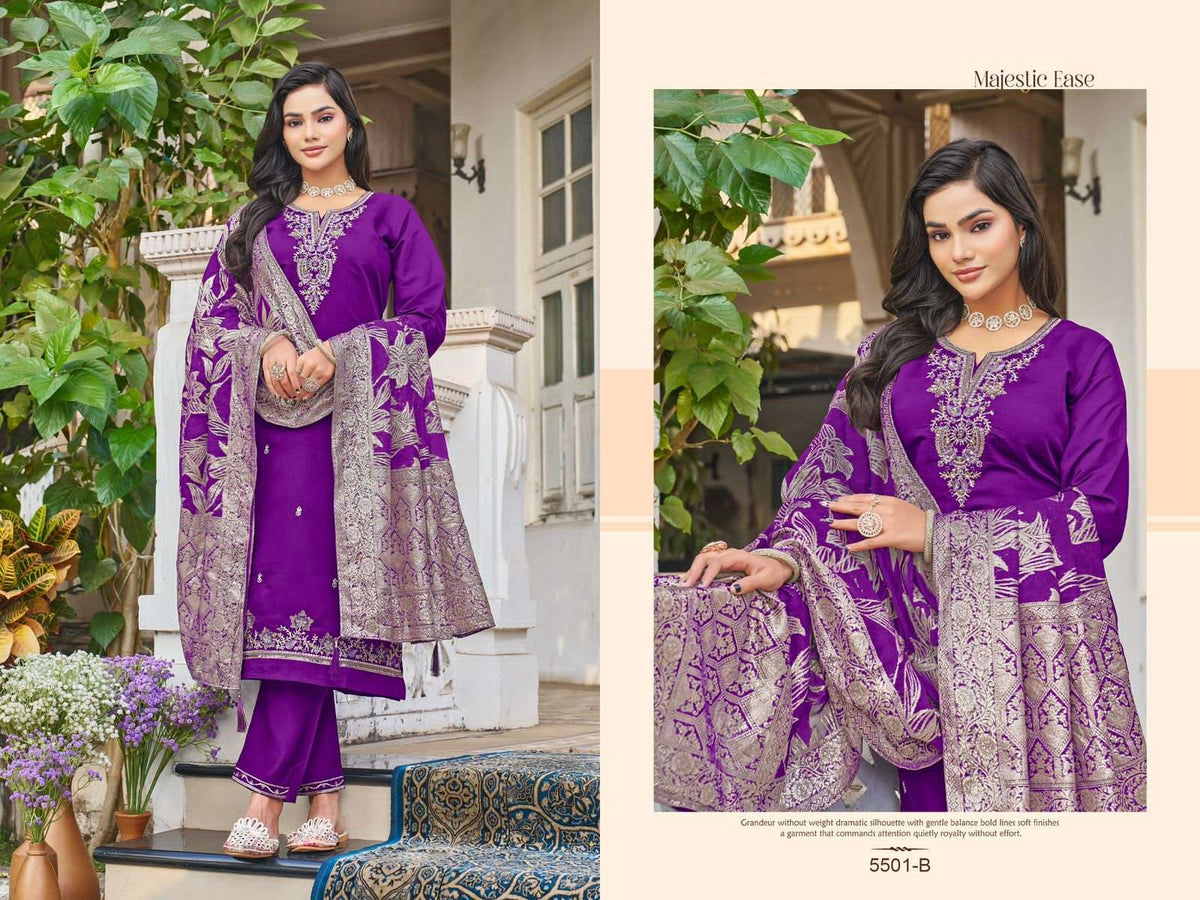 Vamika Padmini Viscose Roman Kurti Pant Dupatta Set - Amrah Wholesale