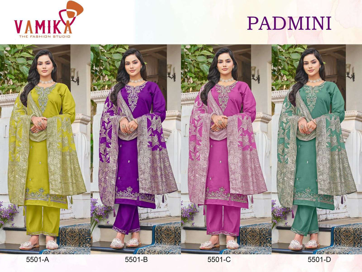 Vamika Padmini Viscose Roman Kurti Pant Dupatta Set - Amrah Wholesale