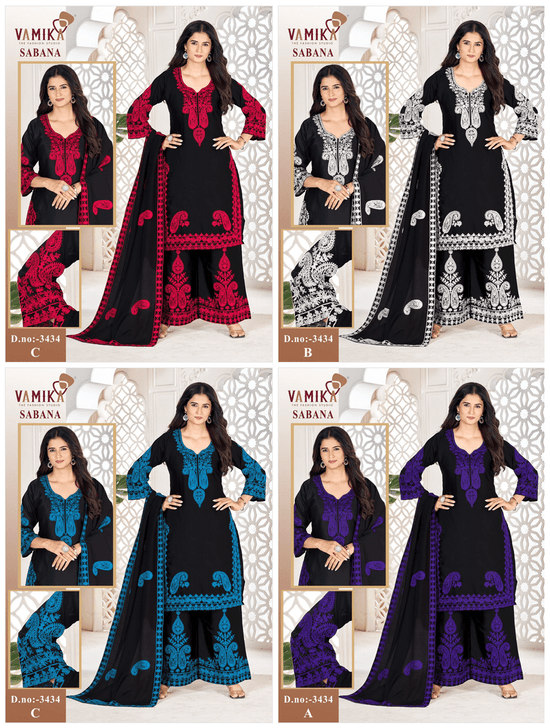 Vamika Sabana Japan Satin Embroidered Salwar Suit Set - Amrah Wholesale
