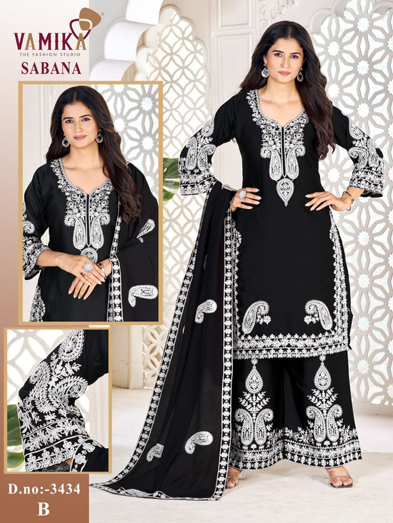 Vamika Sabana Japan Satin Embroidered Salwar Suit Set - Amrah Wholesale