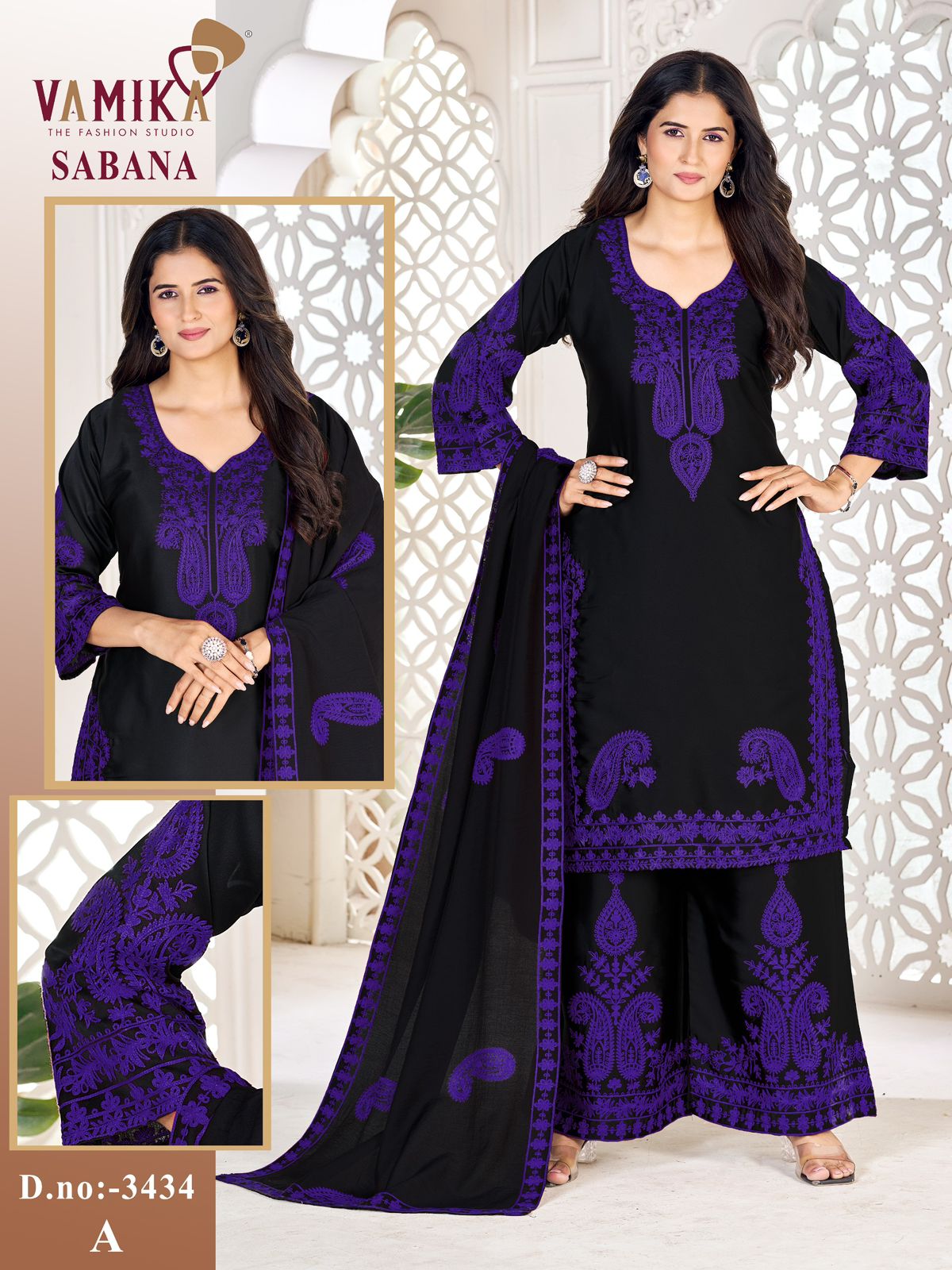 Vamika Sabana Japan Satin Embroidered Salwar Suit Set - Amrah Wholesale