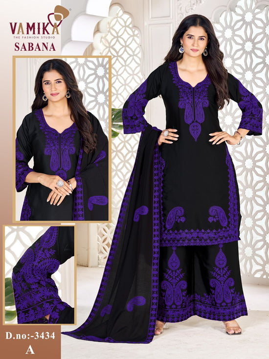 Vamika Sabana Japan Satin Embroidered Salwar Suit Set - Amrah Wholesale
