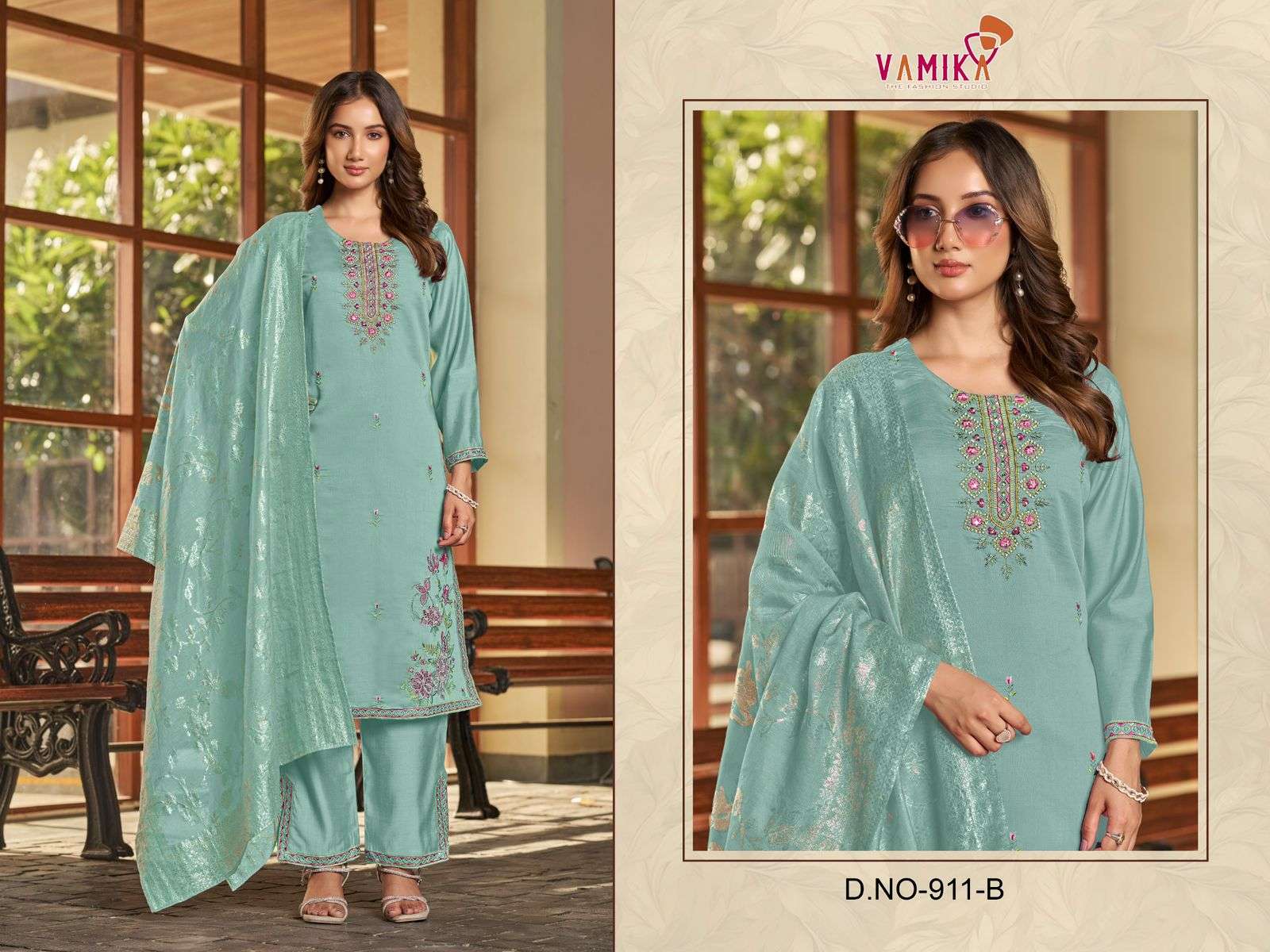 Vamika Fashion Sameera Heavy Viscose Roman Kurti Pant Dupatta Set
