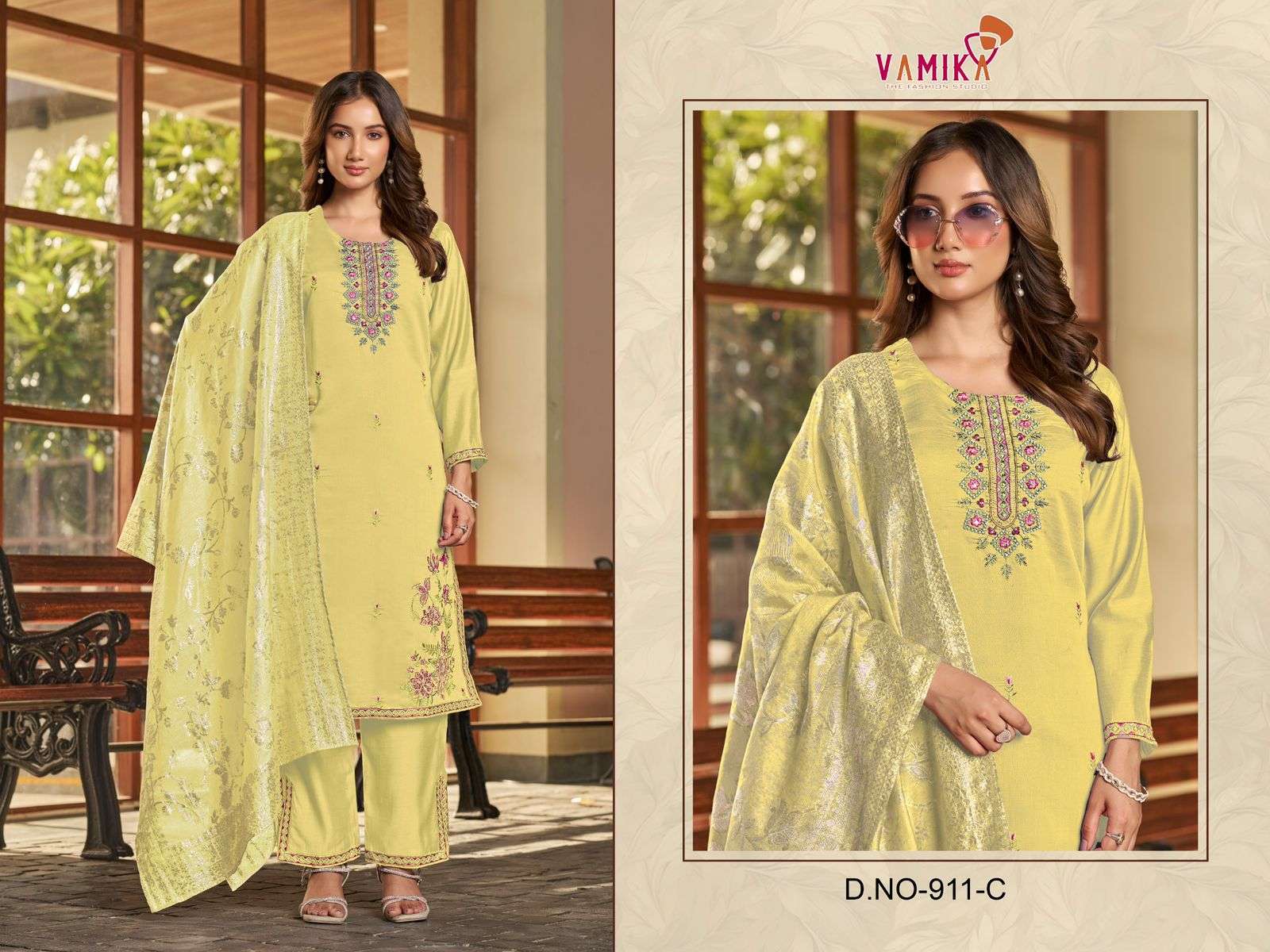 Vamika Fashion Sameera Heavy Viscose Roman Kurti Pant Dupatta Set