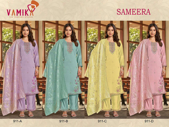Vamika Fashion Sameera Heavy Viscose Roman Kurti Pant Dupatta Set