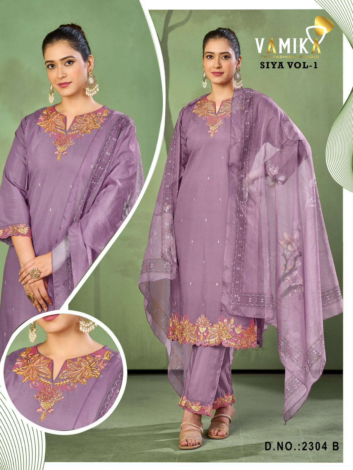 Vamika Fashion Siya Vol 1 Premium Viscose Roman Kurti Pant Dupatta Set