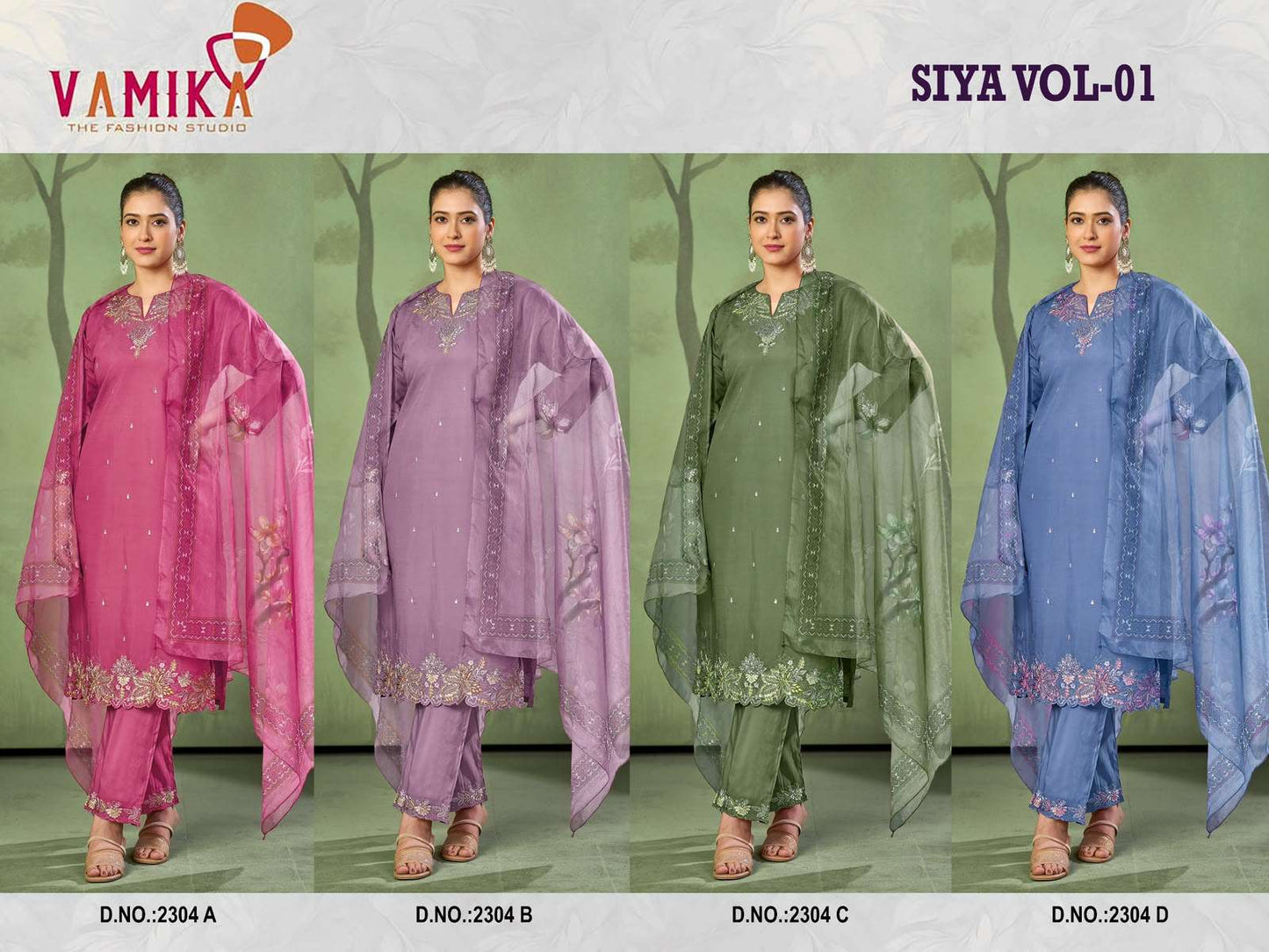 Vamika Fashion Siya Vol 1 Premium Viscose Roman Kurti Pant Dupatta Set