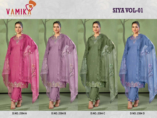 Vamika Fashion Siya Vol 1 Premium Viscose Roman Kurti Pant Dupatta Set