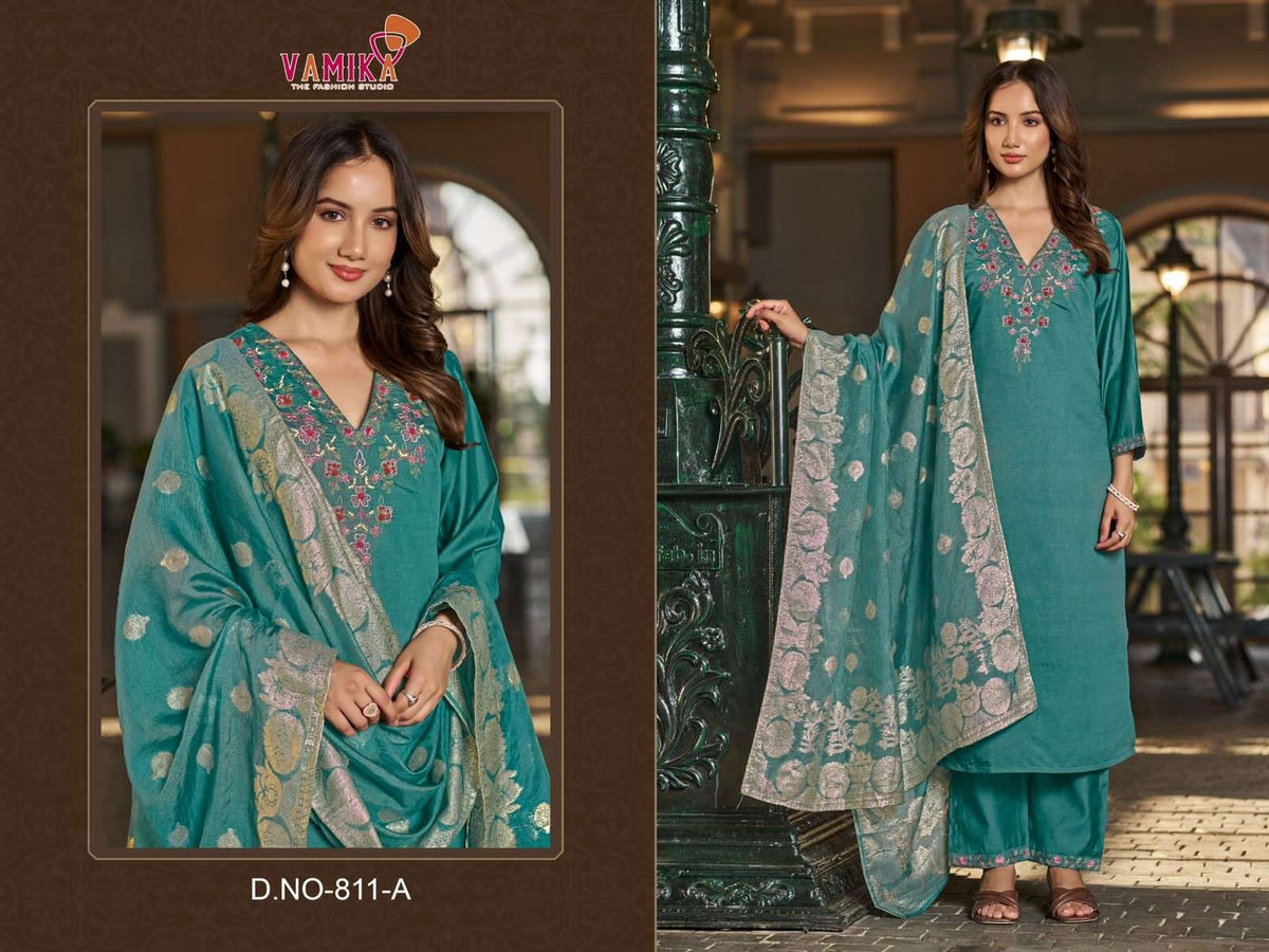 Vamika Fashion Zoya Stitched Viscose Salwar Suit Set
