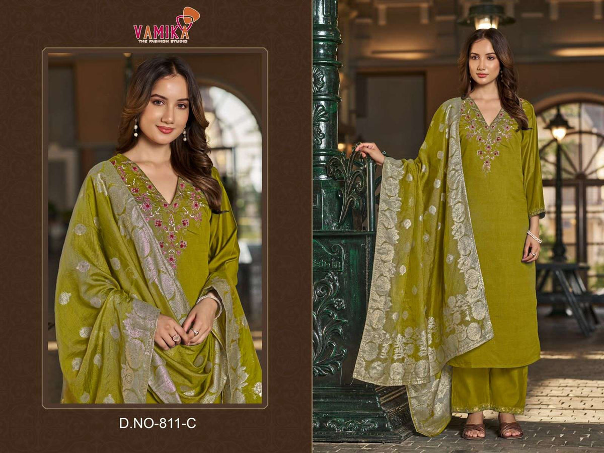 Vamika Fashion Zoya Stitched Viscose Salwar Suit Set
