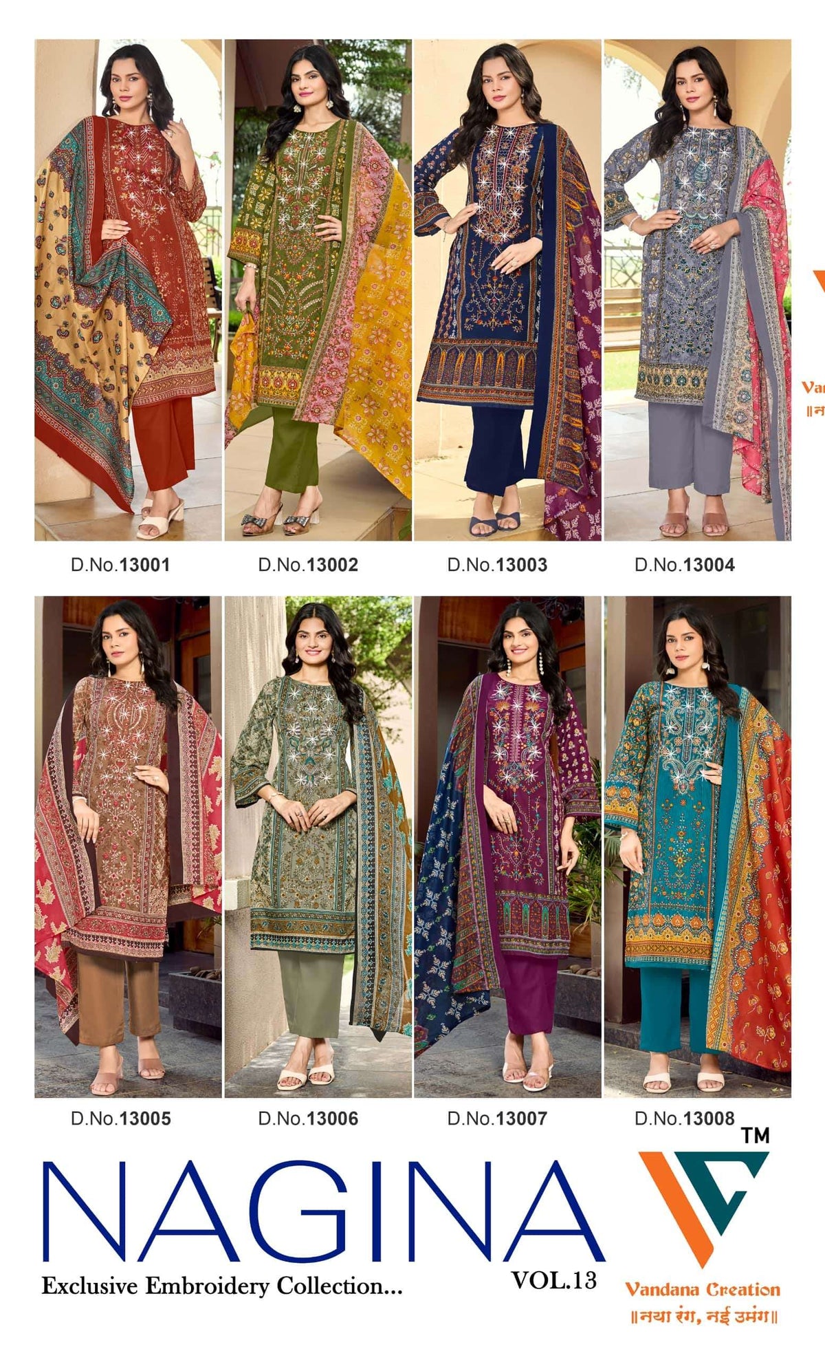 Vandana Creation Nagina Vol 13 Cotton Embroidered Dress Material Wholesale Price