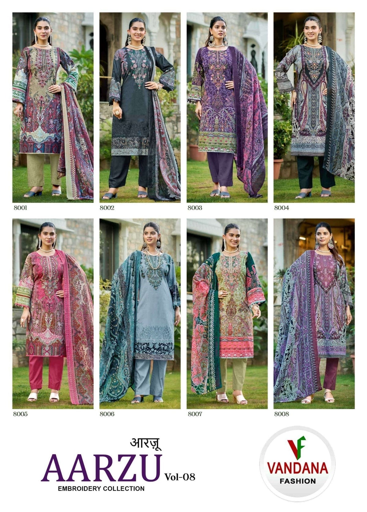Vandana Fashion Aarzu Vol 8 Soft Cotton Pakistani Suit Dress Material - Amrah Wholesale
