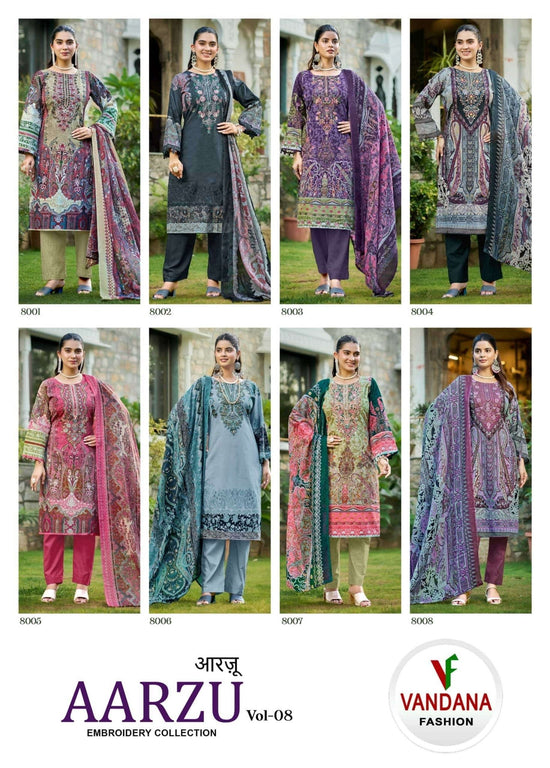 Vandana Fashion Aarzu Vol 8 Soft Cotton Pakistani Suit Dress Material - Amrah Wholesale