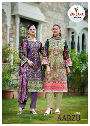 Vandana Fashion Aarzu Vol 8 Soft Cotton Pakistani Suit Dress Material - Amrah Wholesale