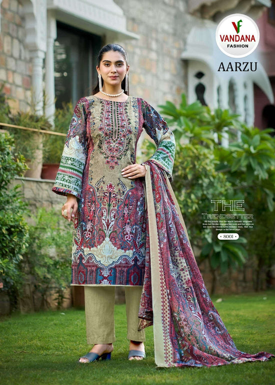 Vandana Fashion Aarzu Vol 8 Soft Cotton Pakistani Suit Dress Material - Amrah Wholesale